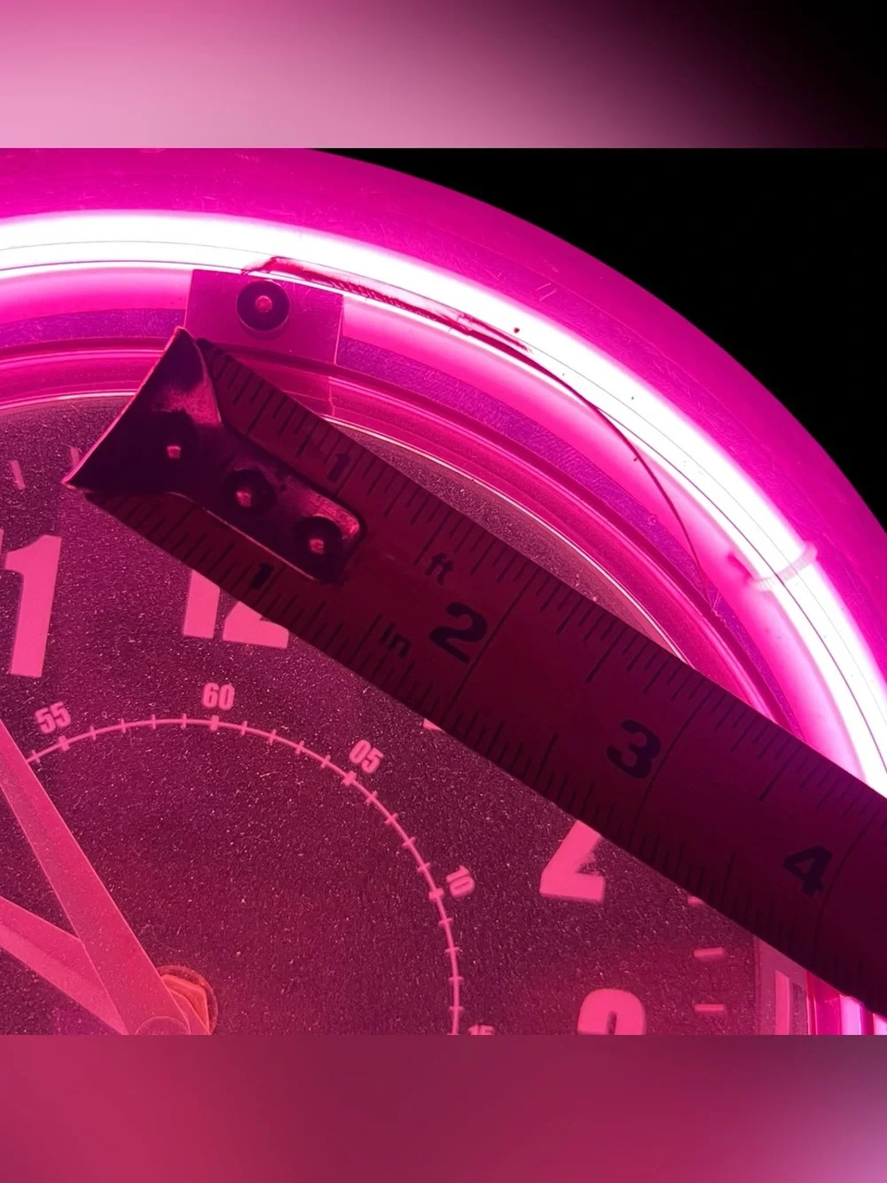 Sterling & Noble Neon Retro Hanging Wall Clock Pink Analog Quartz Plastic (READ)